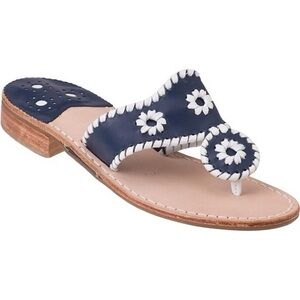 Jack Rogers Women's Blue Heritage Jacks Flat 
Sandal Leather Thong Sandals sz 5